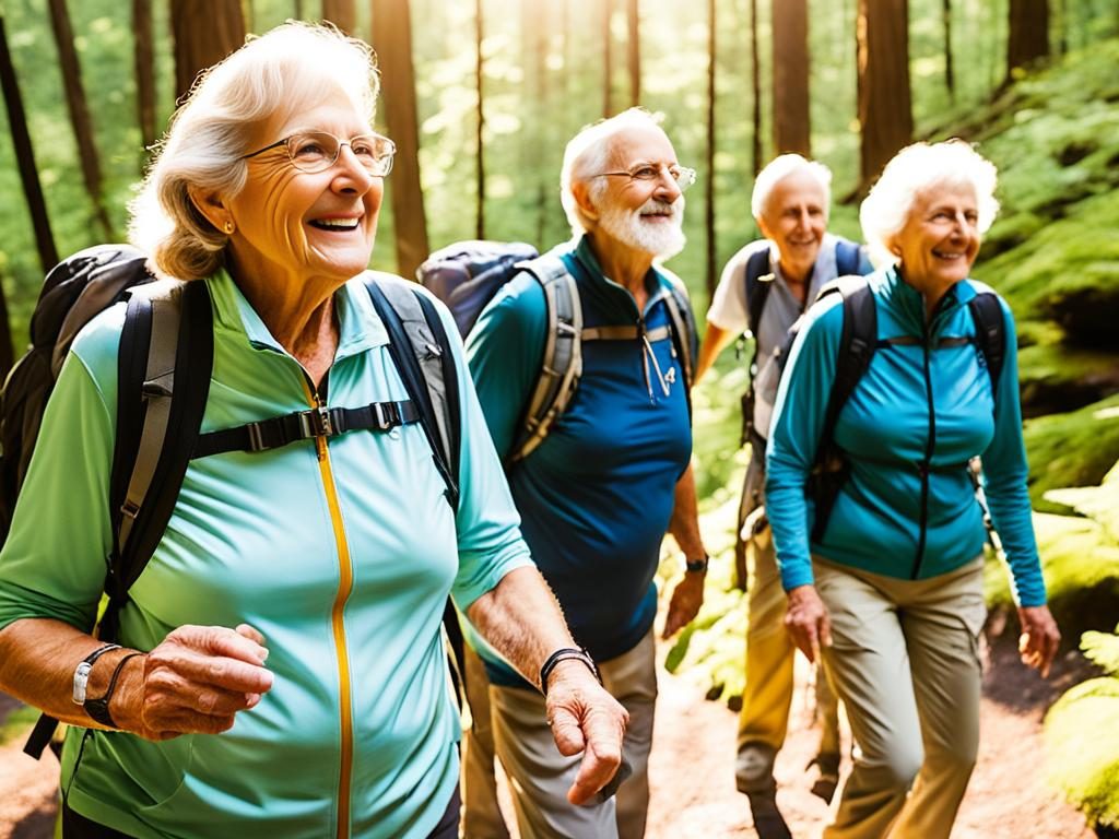 Senior hiking in a national park