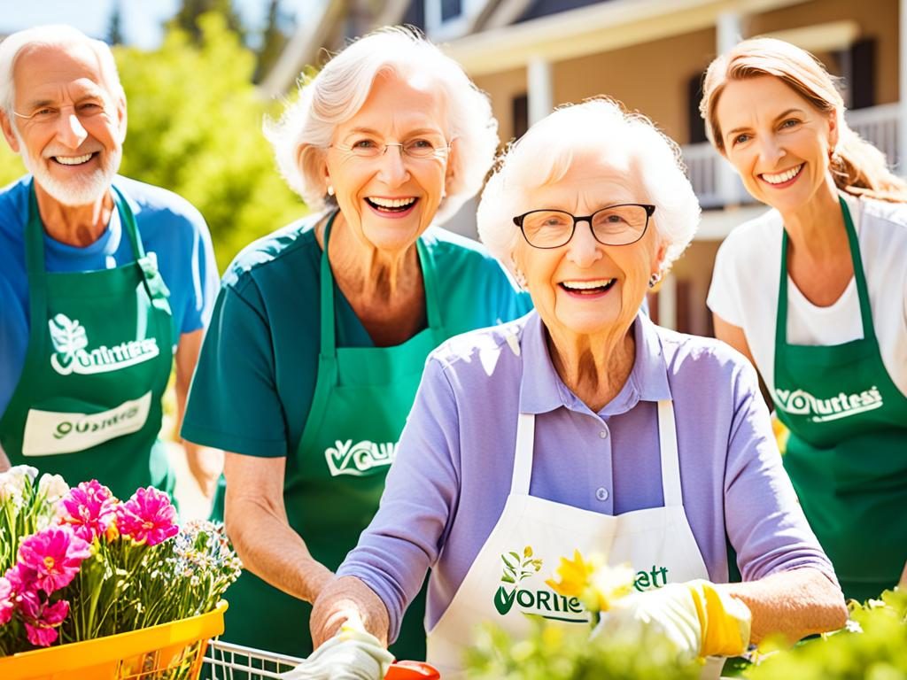 Volunteers helping seniors